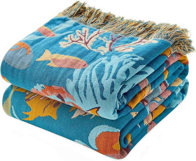 LUTBM Throw Blanket for Bed 100% Cotton Blankets for Bedroom Living Room Summer by LUTBMFindYourFreeSpiritatHome