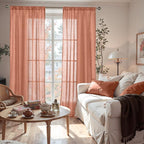 BGment Terracotta Curtains 80 Inch Length, Rustic Semi Sheer Drapes - Image 2