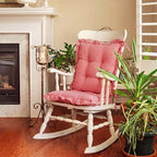 Lewtemi 2 Set Red Gingham Rocking Chair Cushion Village Ruffled Rocking Chair - Image 6