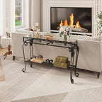 HavenlyYouth Console Table 47.2", Tempered Glass Sofa Tables, Vintage Entryway - Image 5