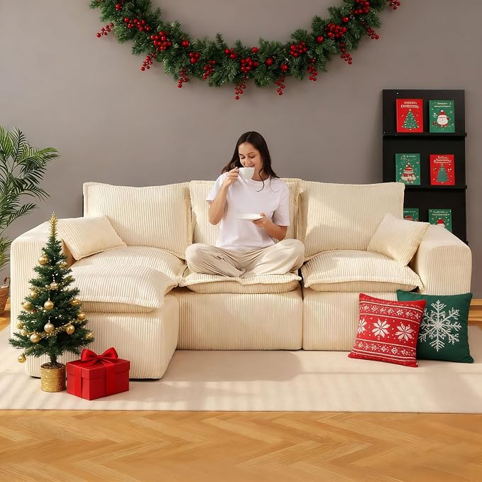 107" Comfy Cloud Couch with L-Shape Chaise & Deep Seat, Modular Sectional Sofa by Mifnas