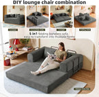 59in Convertible Sofa Bed, Corduroy Boneless Couch Bed, Futon Sleeper Sofa Pull - Image 3