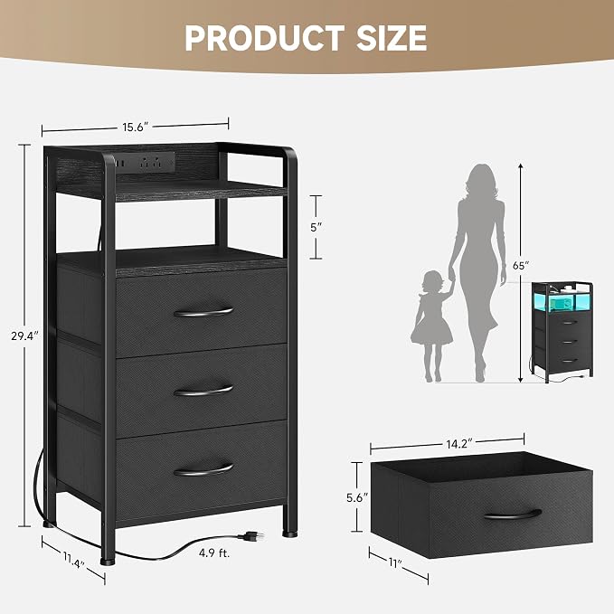Lazzanto Night Stand Bedside Charger Bedroom - Image 3