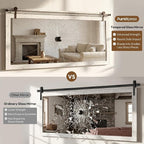 27"x49" Large Whitewashed Barn Door Wall Mirror, Horizontal Solid Wood Framed - Image 6