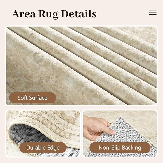 6x9 Ft Large Area Rugs for Living Room, Soft Non-Slip Machine Washable Rug - Image 7