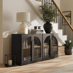 BELLEZE 2 Tier Bookshelf with Arched Glass Door by BELLEZE