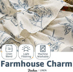 jinchan Ruffled Valance Curtain Linen Floral Kitchen Valance 18 Inch Shabby - Image 6