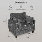 Luxury Oversized Accent Chair, 40.9" Upholstered Piping Single Armchairs - Image 2