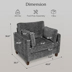 Luxury Oversized Accent Chair Set of 2, 40.9" Upholstered Piping Single - Image 2