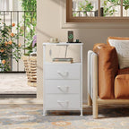 Somdot White Nightstand with Charging Station and LED Light - Image 7