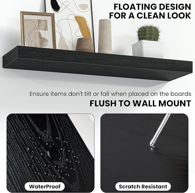Fun Memories 36 Inch Floating Shelves Wall-Mounted, Rustic Wood Shelf - Image 4
