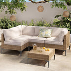 5-Piece Patio Furniture Set, Outdoor Wicker Sectional Sofa by OutdoorPatioFurnitureSet