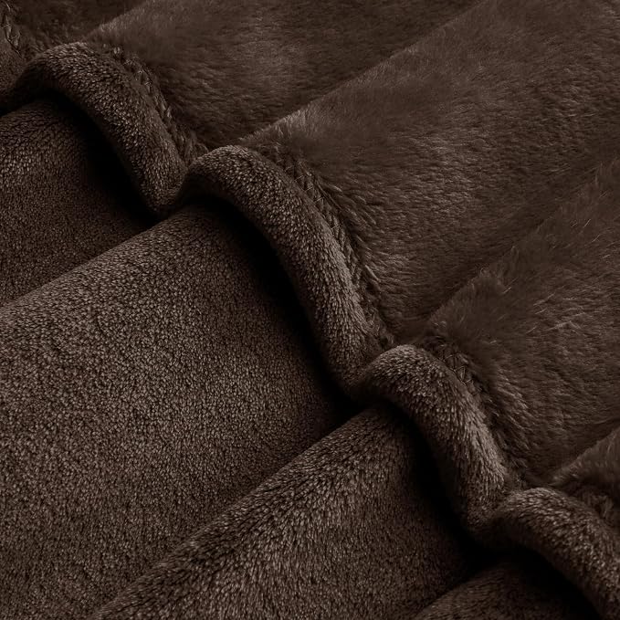 BEDELITE Fleece Blanket Soft Plush Oversized Bed Blanket Brown 120"x120" | - Image 4