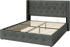 Allewie Queen Size Lift Up Storage Bed, Button Tufted Headboard - Image 9