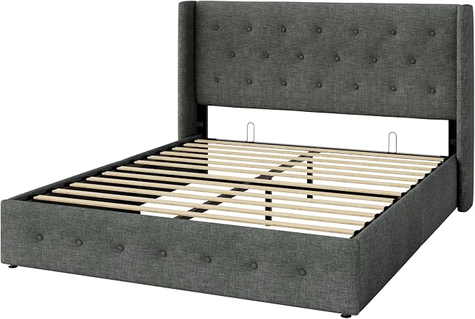 Allewie Queen Size Lift Up Storage Bed, Button Tufted Headboard - Image 9