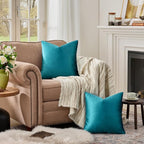 GIGIZAZA Teal Velvet Pillow Covers 24x24 Decorative Pillows Pack of 2 | Blue - Image 6