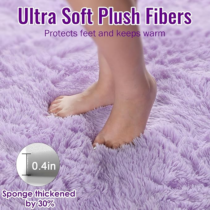 Fluffy Purple Rug 4x6 Ft, Shaggy Furry Rugs - Image 3