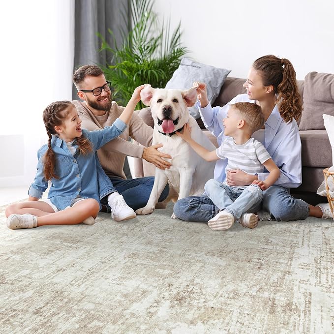 Aelenmu 10x14 Area Rugs for Living Room Dining Room Washable Beige | Soft - Image 7