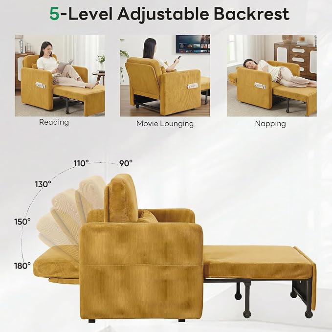 Iroomy 5-Level Adjustable Convertible Sleeper Chair Set of 2, 3-in-1 87'' Long - Image 4