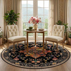 RELEANY Washable Area Rug, Round 5ft, Water Repellent, Pet Friendly, Vintage - Image 3