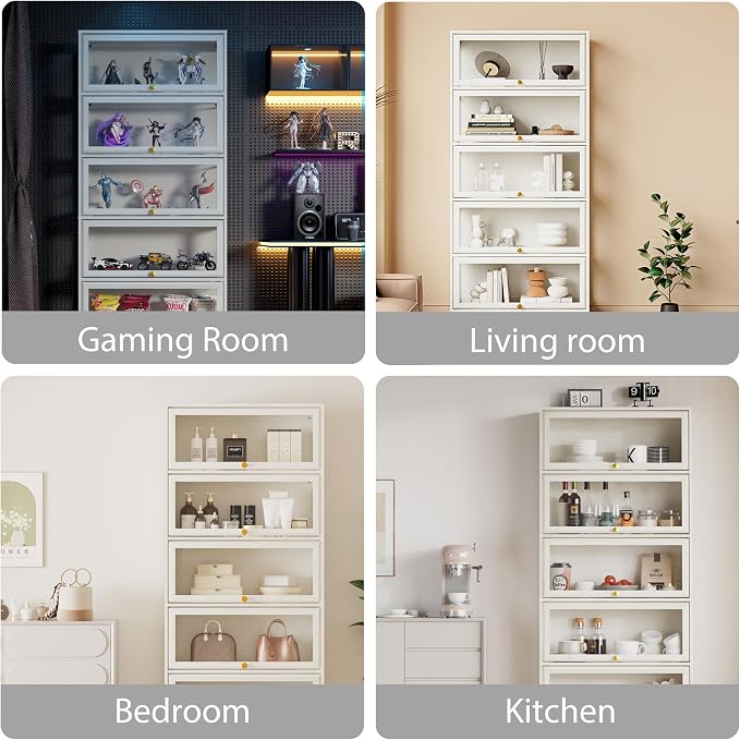 Display Cabinet with Acrylic Glass Doors, 5-Tiers Curio Cabinet with LED - Image 5