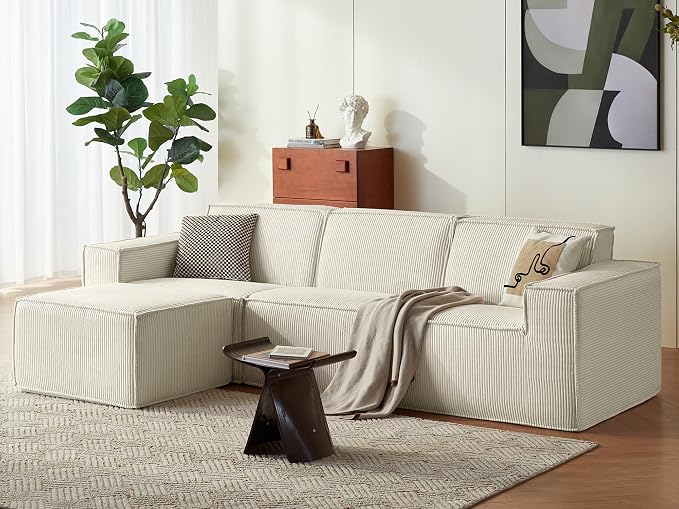 LINSY HOME Modular Sectional Sofa, Corduroy Sectional Cloud Couches by LINSYHOME