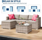 5-Piece Outdoor Sectional Sofa Set, All-Weather PE Rattan Patio Furniture - Image 6