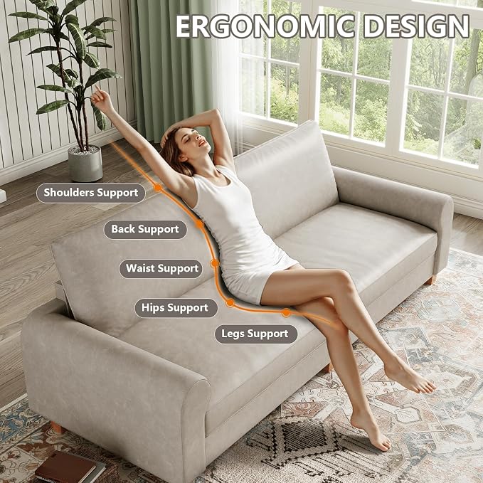 EASE MOOSE 88.5" Large Seat Faux Leather Loveseat Sofa, Waterproof and - Image 6