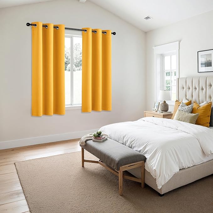MIULEE Blackout Curtains for Bedroom 2 Panels 40 x 63 Inch Long Yellow | - Image 6