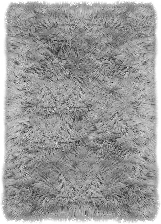 Latepis Gray Rugs for Bedroom Small Throw 3x4 Area Faux Fur Rug Washable Fluffy by Latepis