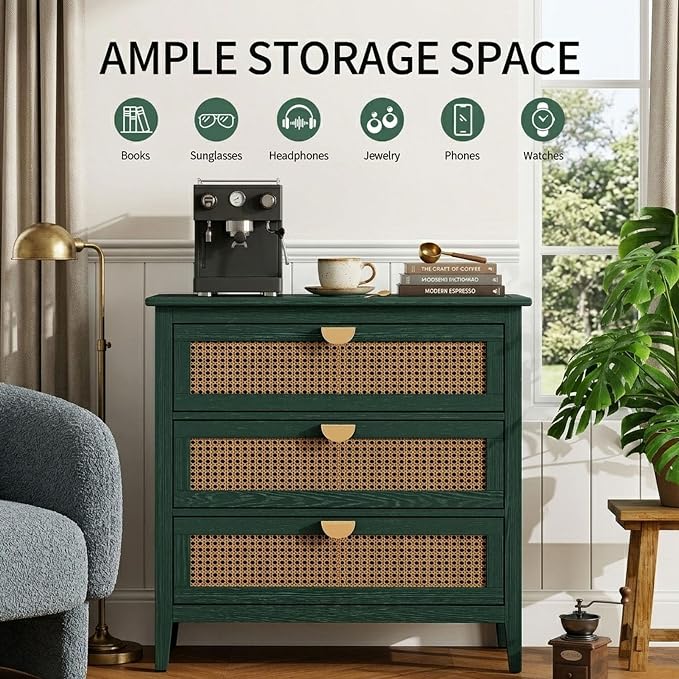 31.5" Retro Green Buffet Sideboard, Modern Coffee Bar Cabinet - Image 3