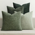 MIULEE Soft Decorative Chenille Pillow Covers Forest Green 16x16 Pack of 4 | by MIULEE