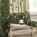 MIULEE Olive Green Sheer Curtains 2 Panels Leaf Patterned, W52 x L84 | by MIULEE