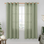 Sage Green Linen Curtains 78 Inches by LAMIT