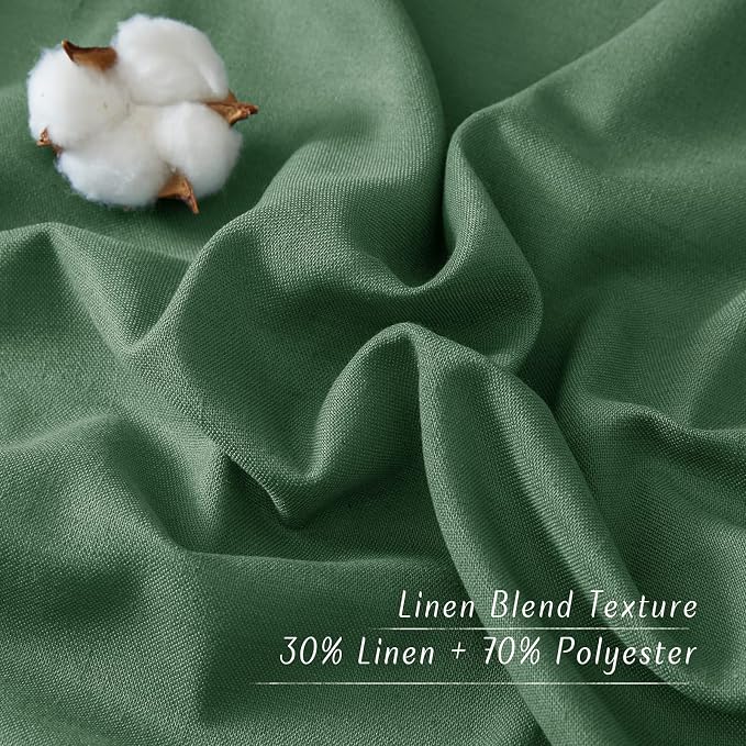 NICETOWN Flax Olive Green Linen Curtains - Image 4