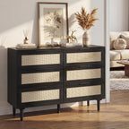 FUQARHY 6 Drawer Dresser Rattan Dresser Modern Chest - Image 3