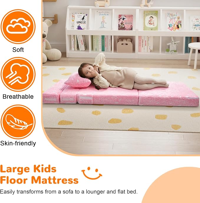 MeMoreCool Glow Pink Unicorn Tri-fold Sofa Bed - Image 4