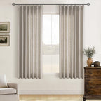 Burlywood Birch Pinch Pleated Linen Curtains 63 Inch Length 2 Panels Set | by Twodrapes