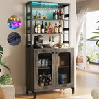 Aheaplus Bar Cabinet with Power Outlets, Coffee Bar Station by Aheaplus