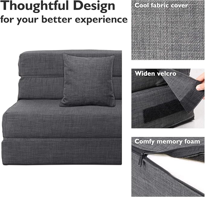 ANONER 60" Fold Sofa Bed Couch Memory Foam - Image 8