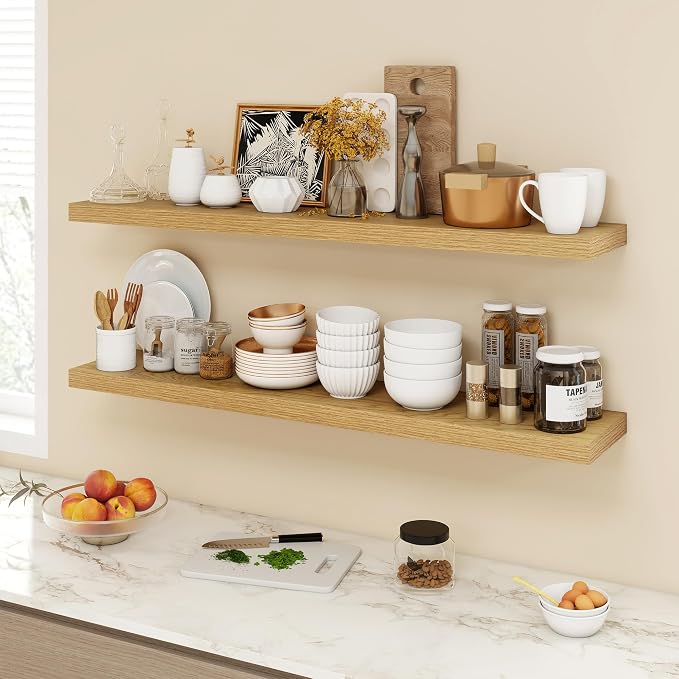 Acovy 48 Inch Floating Shelves, 9.3" Deep Floating Shelf Wall Mounted, Rustic - Image 2