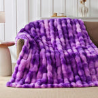 Luxury 1000GSM Rabbit Faux Fur Blanket, Super Warm Cozy Brown Blankets - Image 3