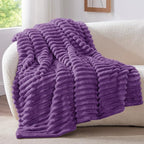 BEDELITE Striped Fleece Throw Blanket, Soft Cozy, Lightweight Warm, - Image 2