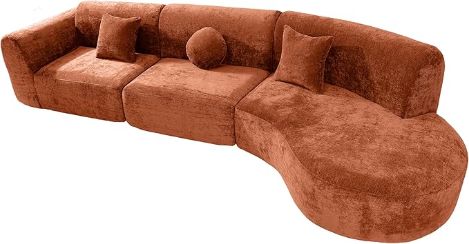 Merax 140" Curved Polyester Sectional Sofa Set, 7 Seat Modern Cloud Couch - Image 7
