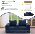 MAXYOYO Loveseat Sofa Bed, Striped Faux Fur Foldable Floor Sofa Couch in A Box - Image 9