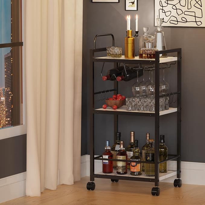 Bar Cart for The Home, 3 Tier Kitchen Carts - Image 8