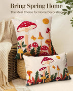 Embroidered Lumbar Pillow Cover 20x12 Inch, Mushroom Moon | Decorative Throw - Image 5
