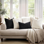 MIULEE Black Chenille Couch Lumbar Throw Pillow Covers, 12x20 | Set of 2 - Image 3