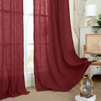 Linen Curtains 48 Inch Length Semi Sheer Light Filtering 2 Panels | Christmas - Image 9