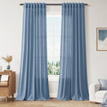 Stone Blue Linen Curtains 96 Inches Long by Nanspring